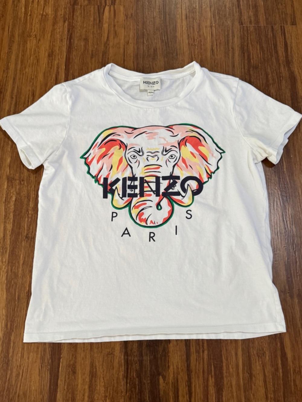 Kenzo Kids Elephant Graphic White Cotton T-Shirt Short Sleeve 14A/164